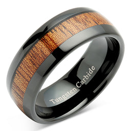 100S JEWELRY Tungsten Rings for Men Women Wood Inlay Black Plated Comfort Fit Size 6-16-100S JEWELRY-100S JEWELRY