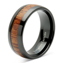 100S JEWELRY Tungsten Rings for Men Women Wood Inlay Black Plated Comfort Fit Size 6-16-100S JEWELRY-100S JEWELRY