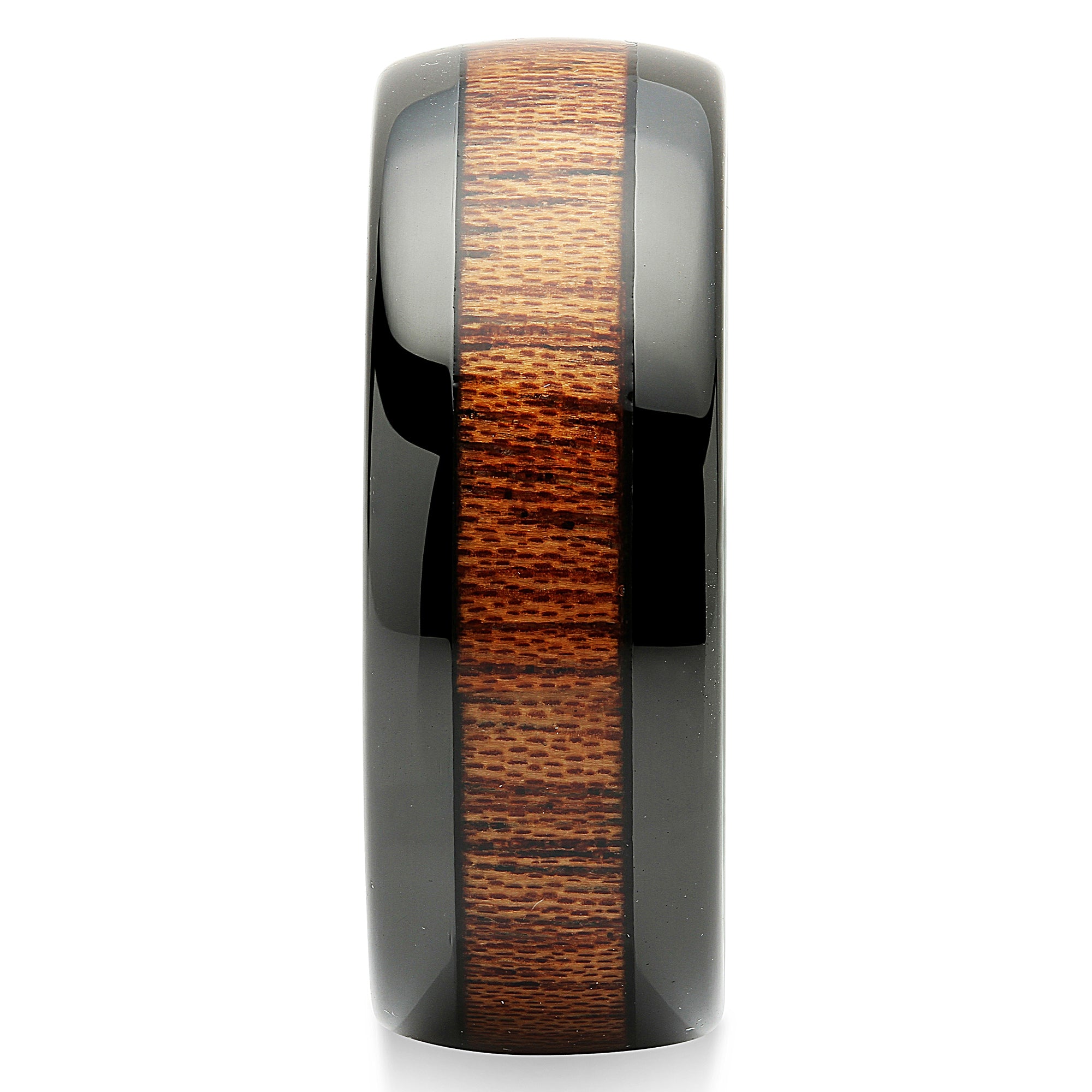 Tungsten Rings for Men Women Wood Inlay Black Plated Comfort Fit
