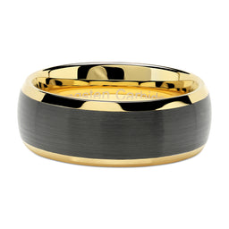 100S JEWELRY Tungsten Rings for Men Women Wedding Band Black Matte Gold Dome Edge Sizes 6-16-100S JEWELRY-100S JEWELRY