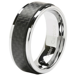 100S JEWELRY Tungsten Rings for Men Women Wedding Band Carbon Fiber Ring Overlaid Sizes 6-16-100S JEWELRY-100S JEWELRY