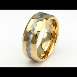 100S JEWELRY Infinity Gold Tungsten Rings for Men Wedding Bands Engagement Promise AnniversarySize 6-16